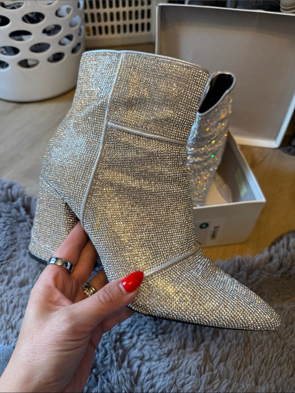 Target Silver Crystal Pointed Toe Ankle Boots